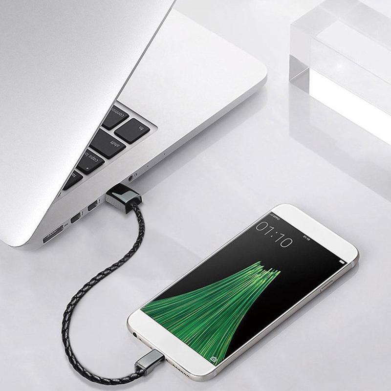 Leather Mini USB Bracelet Data Charging Cable Gadget-3