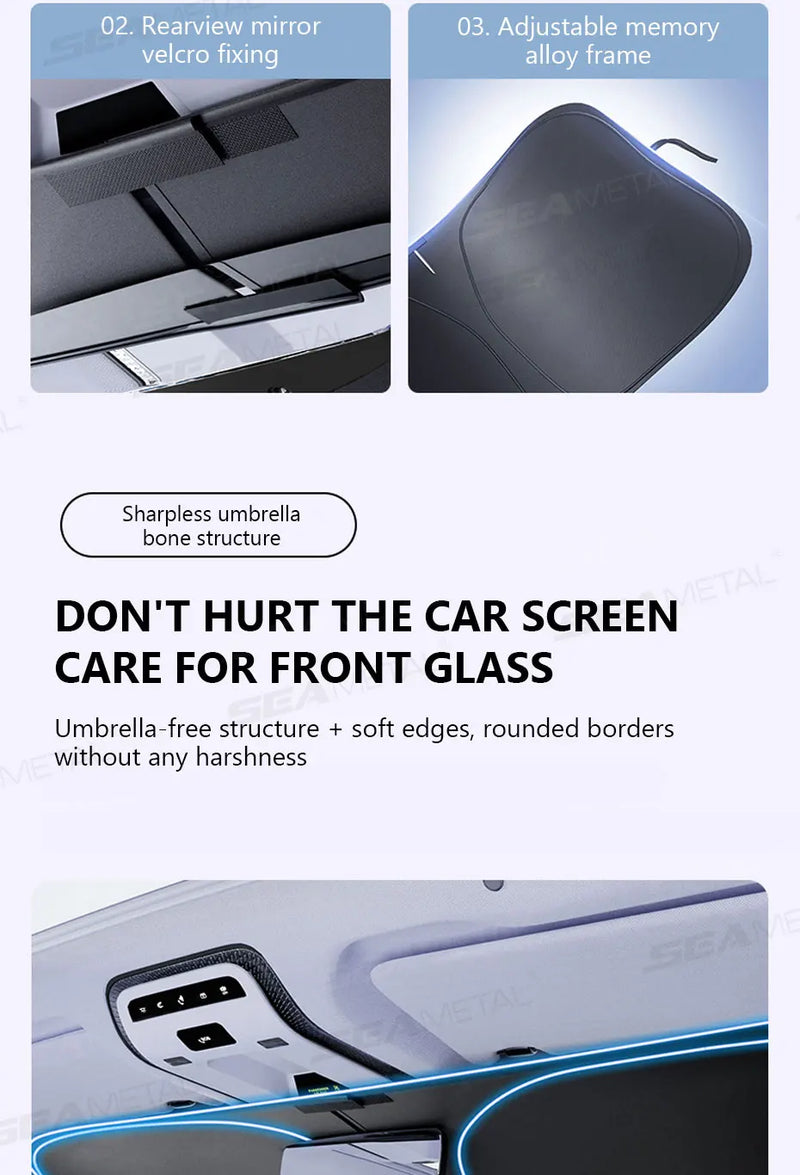SEAMETAL Front Window Sunshade – Foldable & Durable