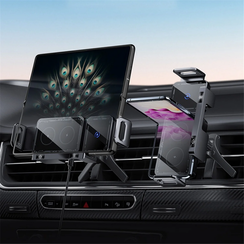 Rotating Wireless Car Charger – ABKI 15W Dual Coil