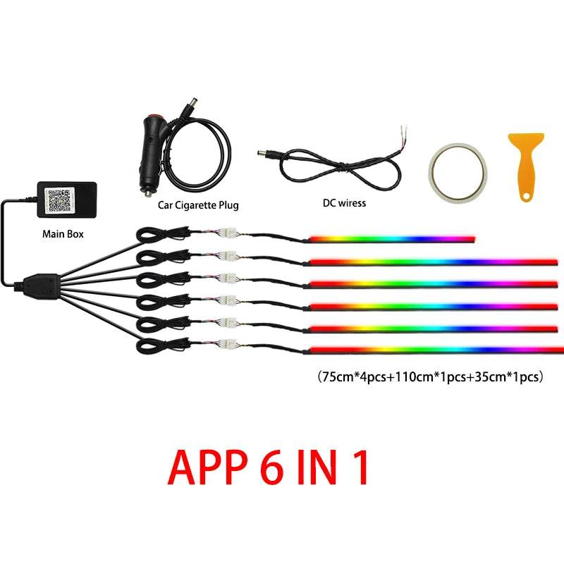 Car Neon Ambient Light Kit – 10-in-1 Acrylic RGB Strips - Rev Niche