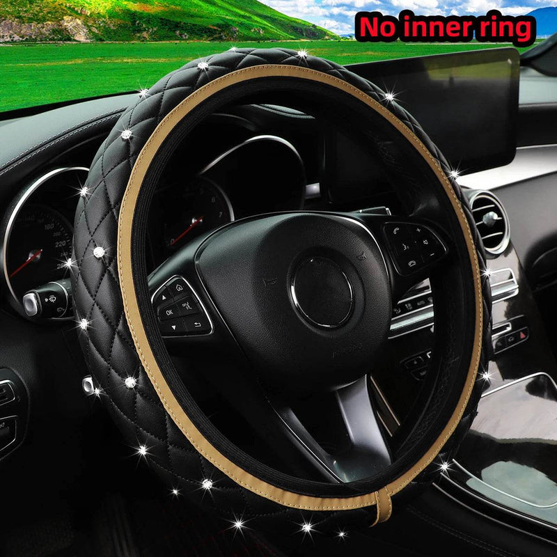 Embroidered Bling Car Wheel Cover – PU Leather, Universal Fit - Rev Niche