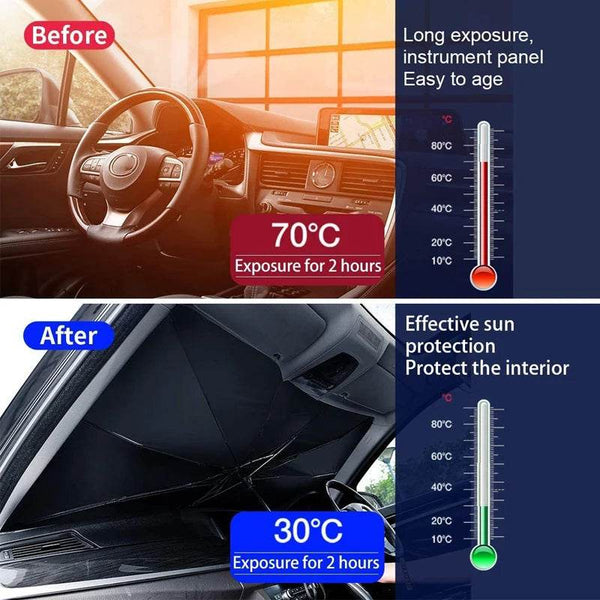 Foldable Windshield Sun Umbrella – Bendable Handle - Rev Niche