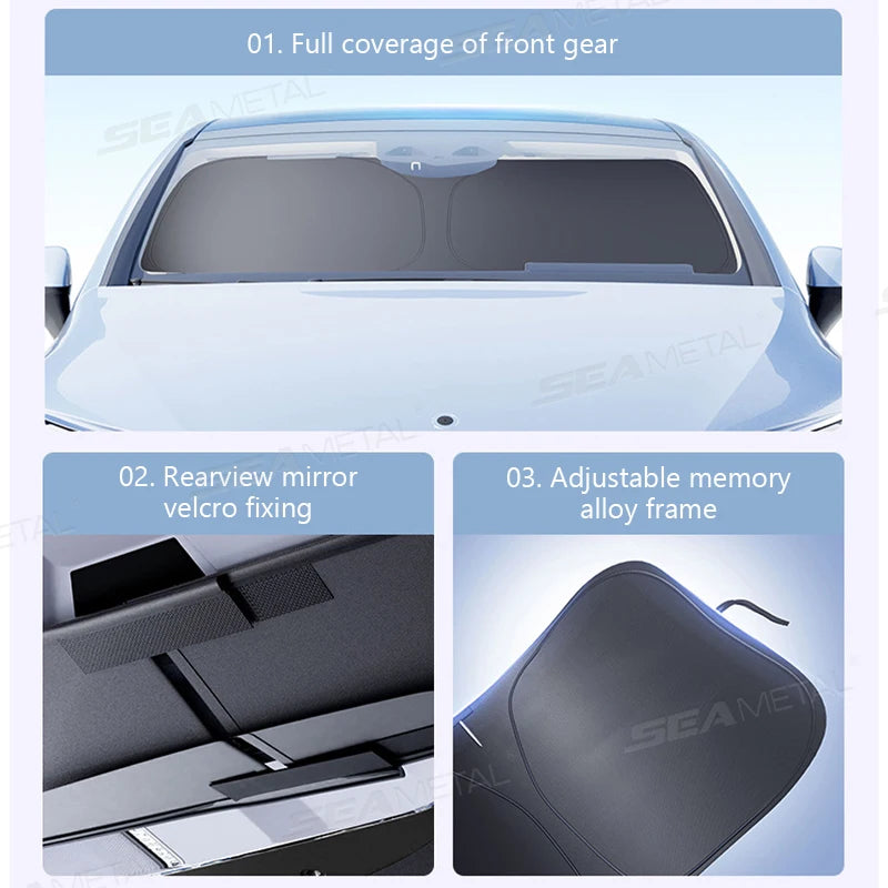 SEAMETAL Front Window Sunshade – Foldable & Durable
