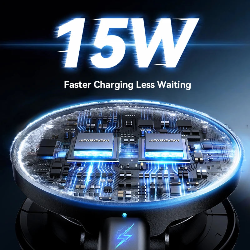 Magnetic Car Phone Mount – Foldable 15W Wireless Charger