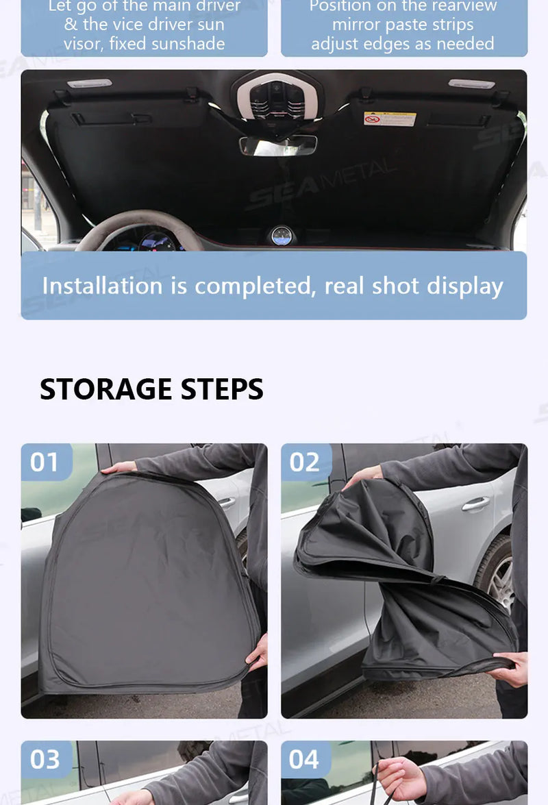 SEAMETAL Front Window Sunshade – Foldable & Durable