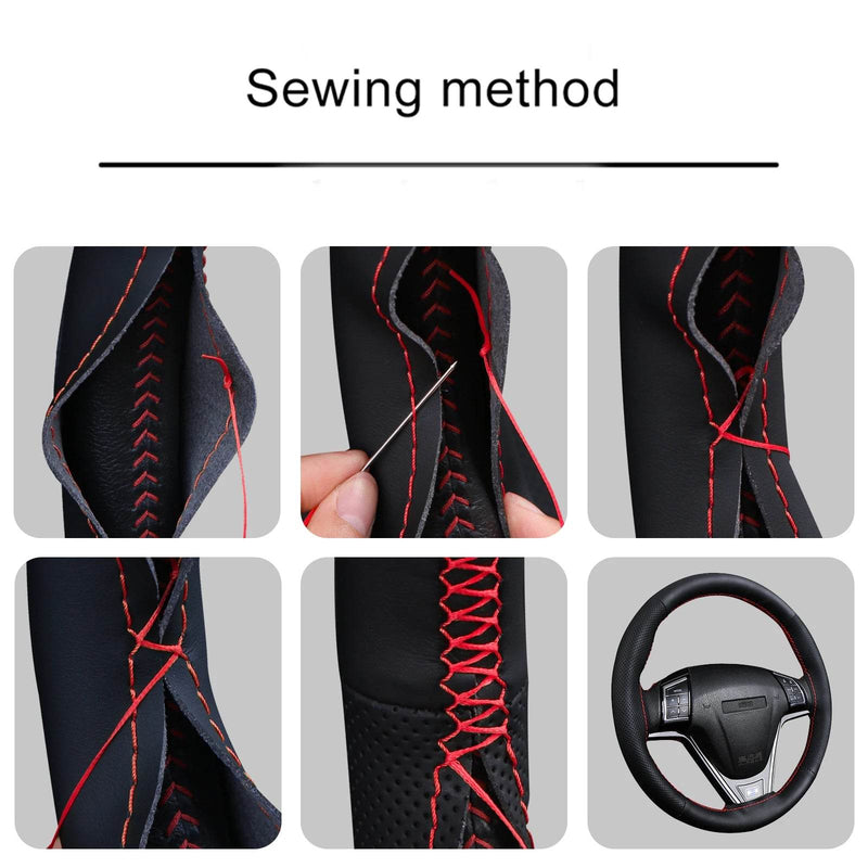 38cm Nappa Leather Steering Cover – Durable DIY Stitch-On - Rev Niche