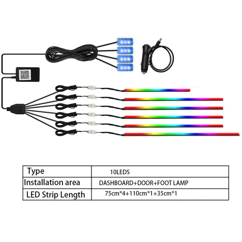 Car Neon Ambient Light Kit – 10-in-1 Acrylic RGB Strips - Rev Niche