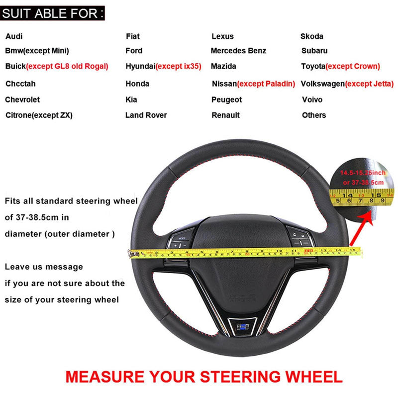 38cm Nappa Leather Steering Cover – Durable DIY Stitch-On - Rev Niche